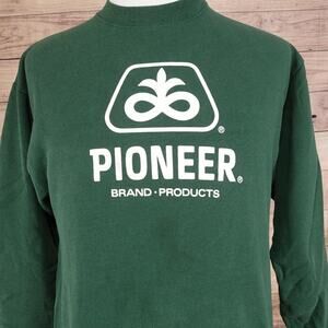 Vintage Pioneer‎ Sweatshirt Mens Medium Green Jerzees Logo Crewneck USA 90s